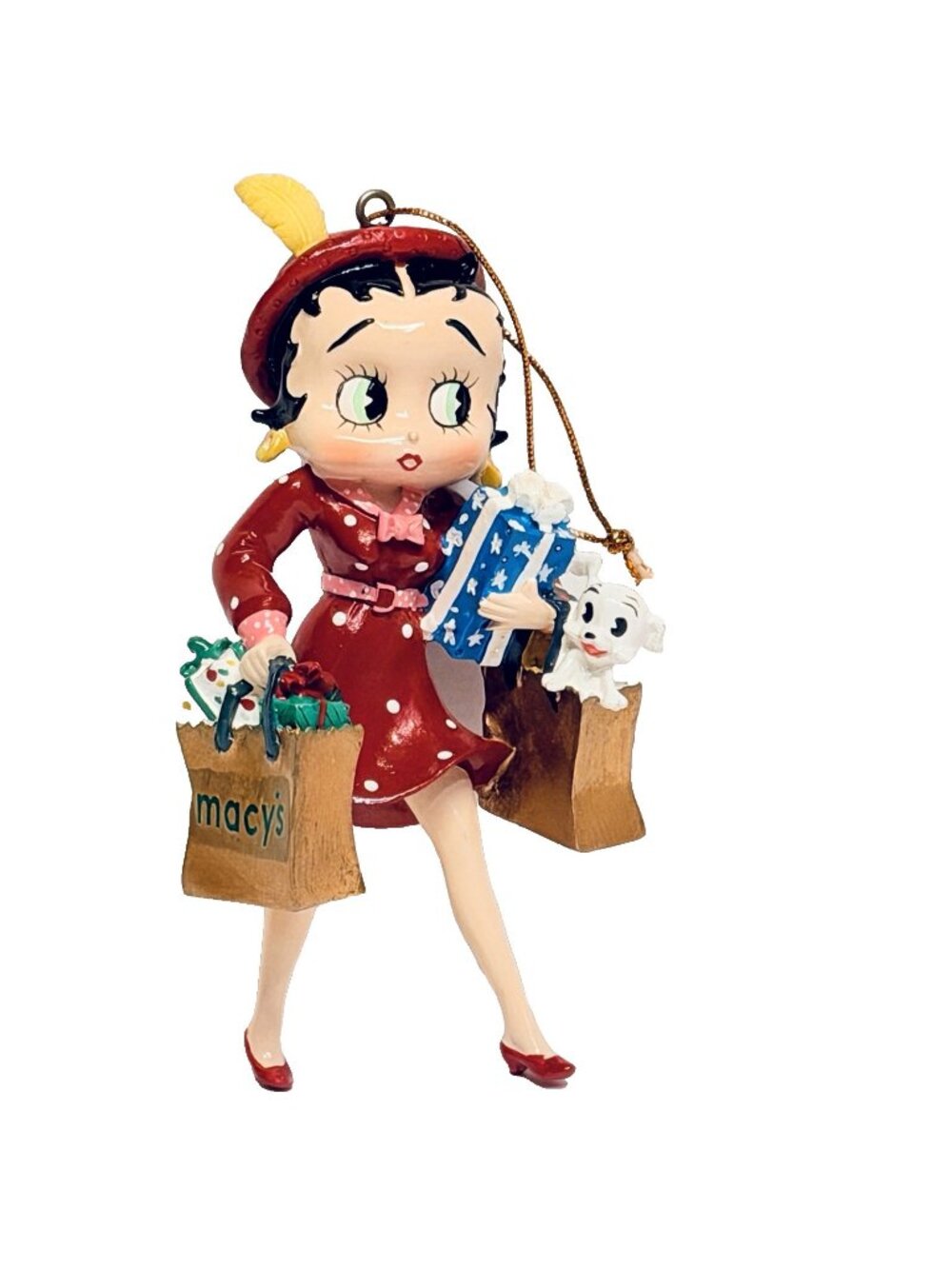 Betty Boop Kurt Adler Macy's Pudgy Christmas Shopping Ornament w/ Box